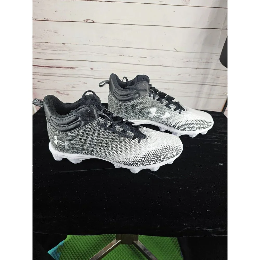 Under Armour Spotlight Cleats Black & White Mens Football Shoes Size 10.5 Synthe